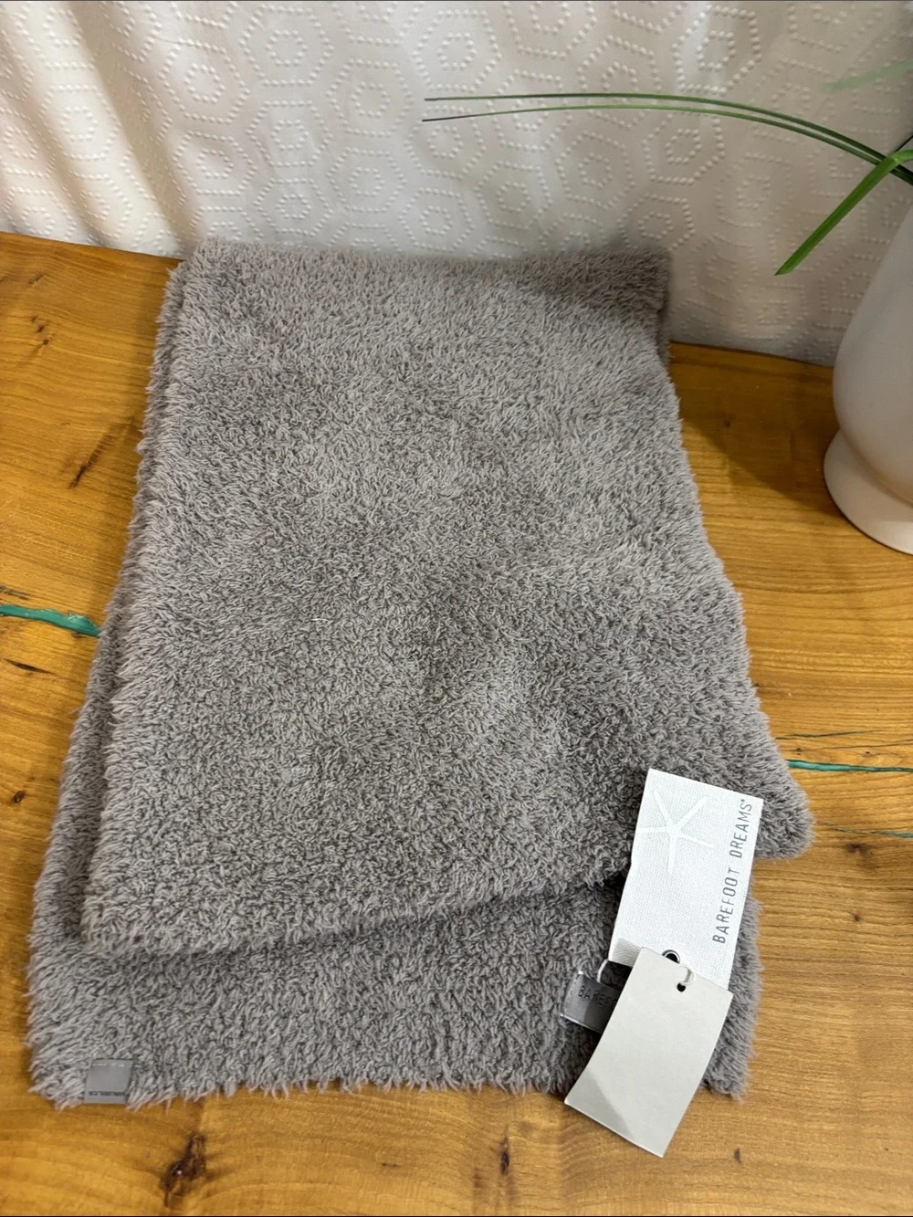 NWT Barefoot Dreams CozyChic Scarf OS Pewter Gray 76”X12”